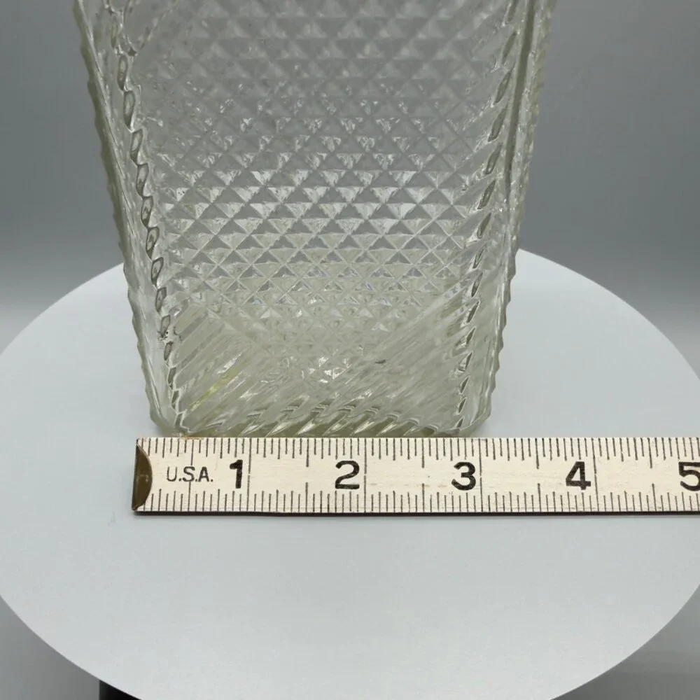 Vintage Diamond Cut Glass Whiskey Decanter Stopper Mid Century Barware